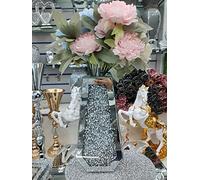 Biznest Large 40Cm Sparkle Diamond Crushed Crystal Sparkly Silver Mirrored Floor Vase Cuffin Shape