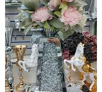 Biznest Large 40Cm Sparkle Diamond Crushed Crystal Sparkly Silver Mirrored Floor Vase Cuffin Shape