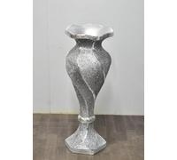Biznest Large 80Cm Shiny Sparkly Mirror Crushed Diamond Glitter Flower Pot Silver V054