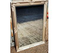 Biznest Large Antique Ornate Silver Decorative Wall Mirror Shabby Chic Flowery Design Silver 60X45Cm