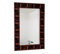 Biznest Large Antique Wall Mirror Living Room Hall Brown Bricks Style Frame 90X60Cm