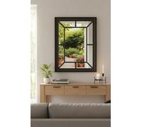 Biznest Large Black Window Wall Mirror Enchanted Window Style Hallway Wall Mirror 61X76