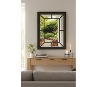Biznest Large Black Window Wall Mirror Enchanted Window Style Hallway Wall Mirror 61X76