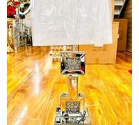 Biznest Large Bling Crushed Diamond Table Lamp With White Shade Ceramic Mirrored Base Sparkling Bedside Home Decor (3 Box Style 2)