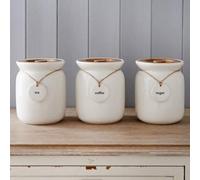 Biznest Large Canisters/Jars Set Tea Coffee Sugar Ceramic Canisters Rope Labels Kitchen Storage