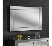 Biznest Large Chloe Silver Glass Frame Rectangle Bevelled Modern Wall Mirror 90X60Cm Decor Mirror Gift