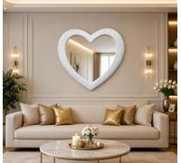 Biznest Large Heart Shape Wall Mirror White Home Decor Living Room