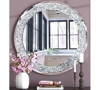 Biznest Large Jewel Round Wall Mirror Loose Diamante New Crystal Decor Mirror Gift 60Cm