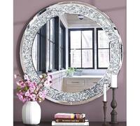 Biznest Large Jewel Round Wall Mirror Loose Diamante New Crystal Decor Mirror Gift 60Cm