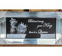 Biznest LARGE LION FAMILY KING, QUEEN AND CHILD CUBS WITH CROWNS LIQUID ART WALL MIRRORED LOOK 85x45cm (King there is a Queen)