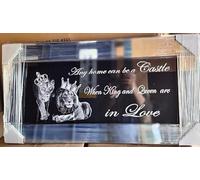 Biznest LARGE LION FAMILY KING, QUEEN AND CHILD CUBS WITH CROWNS LIQUID ART WALL MIRRORED LOOK 85x45cm (King and Queen are In Love)