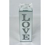LOVE Crushed Diamond Crystal Free Standing Tealight Candle Holder