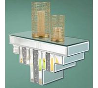 Biznest Large Mirrored Diamante Jewel Crystal Art Deco Floating Mirror Wall Shelf Shelves