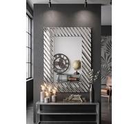 Biznest Large Modern 75X100Cm Slide Border Silver Wall Mirror Decorative Wall Mounted Hanging Bathroom Bedroom Livingroom Hallway Contemporary Home Decor