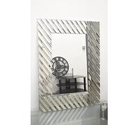 Biznest Large Modern 75X100Cm Slide Border Silver Wall Mirror Decorative Wall Mounted Hanging Bathroom Bedroom Living room Hallway Contemporary Home Decor