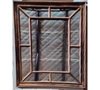 Biznest Large Rectangle Antique Window Wall Mirror Stylish Decor Durable Frame Window Style Black Gold 60X76Cm