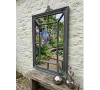 Biznest Large Rectangle Antique Window Wall Mirror Stylish Decor Durable Frame Window Style Black Silver 60X76Cm
