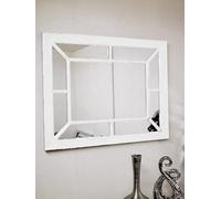 Biznest Large Rectangle Antique Window Wall Mirror Stylish Decor Durable Frame Window Style White 60X76Cm