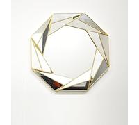 Biznest Large Round Gold Octagonal Wall Mirror 66Cm Wall Hanging Ornament Home Décor Bedroom Living Room Best For Gift