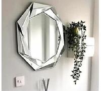 Biznest Large Round Silver Octagonal Wall Mirror 65cm Wall Hanging Ornament Home Decor
