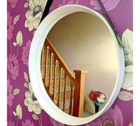 Biznest Large Round Wall Mirror 52Cm White Round Hanging Mirror With Faux Leather Strap