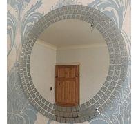Biznest Large Round Wall Mounted Mirror Frame Less Bathroom Living Room Square Glitter Corner 50Cm