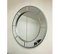 Biznest Large Round window wall Mirror Shabby Chic Art Deco Moroccan Silver 61x61cm