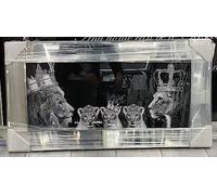 Biznest LARGE WALL ART LION AND GLASSES WALL MIRRORED ART LOOK 85x55cm (BizS2)