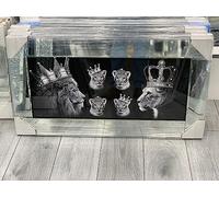 Biznest LARGE WALL ART LION KING QUEEN AND GLASSES WALL MIRRORED ART LOOK 85x45cm (Biz S1)