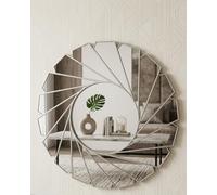 Biznest Large Wall Mirror Art Deco Frame Round swivel style Wall Mirror Glass 61cm Swirl Design Home Decor (Silver)