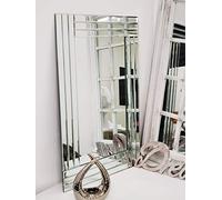 Biznest Large Wall Mirror Bevelled Triple Edge Mirror Strips Frameless Elegant 60x80cm