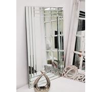 Biznest Large Wall Mirror Bevelled Triple Edge Mirror Strips Frameless Elegant 60X80Cm