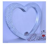 Biznest Large White Silver Heart Mirror Antique Style
