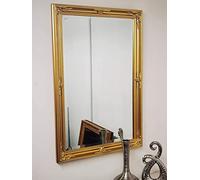 Biznest Large Wooden Frame Ornate Wall Mirror 60Cm X 90Cm Available Home Living Room Home Decor Gold