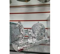 Biznest LATEST SILVER ROUND ITALIAN DIAMOND SPARKLY HORSE WITH CIRCLE CARRIAGE ORNAMENT SHELF SITTER