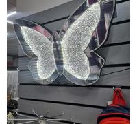 Biznest LED Crushed Diamond Crystal Butterfly, Modern Bling Gift Mirrored Design (60x40cm)