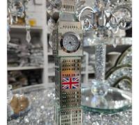 Biznest London Big Ben Crystal Clock Table Shelf Showpiece Souvenir Gift Tabletop Desktop Home Decorative Ornament (Silver)