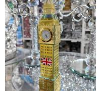 Biznest London Big Ben Crystal Clock Table Shelf Showpiece Souvenir Gift Tabletop Desktop Home Decorative Ornament (Gold)