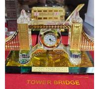 Biznest London Tower Bridge Ornament Table Clock Glass, Best For Gift, Home Office (Gold)