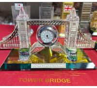 Biznest London Tower Bridge Ornament Table Clock Glass, Best For Gift, Home Office (Silver)