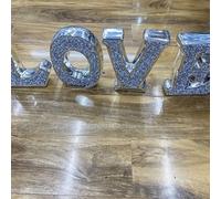 Biznest Love Sign Sparkle Silver Angel Crushed Diamond Angel Wing Letter Ornament