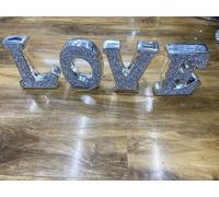Biznest LOVE Sign Sparkle Silver Angel Crushed Diamond Angel Wing Letter Ornament