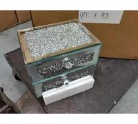 Biznest Luxury Crushed Crystal Mirror Box With 2 drawers Glass Jewellery Box Gift Home Home Décor Eye Catching Lovely Display