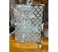 Biznest Luxury Crushed Diamond Chopping Board Crystal Filled Silver Placemat Sparkly