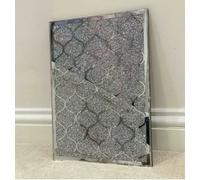 Biznest Luxury Crushed Diamond Chopping Board Crystal Filled Silver Placemat Sparkly