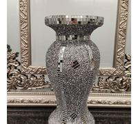 Biznest Luxury Crushed Diamond Flower Vase Ceramic Pot Centerpiece Mirror Effect Bling Home Decor Gift 30Cm (Border Designs)