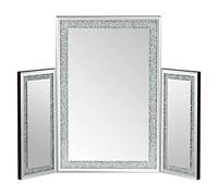 Biznest Luxury Crushed Diamond Triple Dressing Table Mirror with 3 Panel Crystal Frame