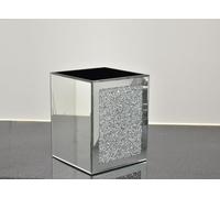 Biznest Luxury Crystal Mirrored Trash Bin with Silver Crushed Jewel Diamonds for Bathroom Decoration Home