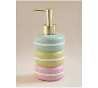 Biznest Macaroon Stacked Multicolour Soap Dispenser Gold Pump Bathroom Liquid Holder Polyresin Storage Container White Line 17X7Cm
