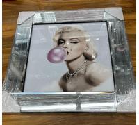 Biznest MARILYN BUBBLEGUM II Picture Liquid 3D Wall Decor Glitter Wall Art Mirrored Frame Home Decoration Bedroom Living Room 55x55cm B-IC025